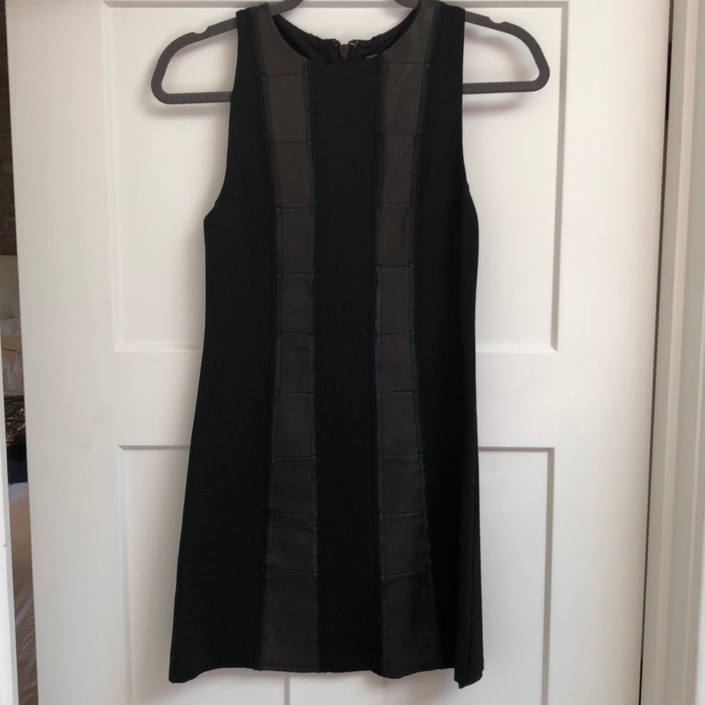 Alice and Olivia black dress with leather details